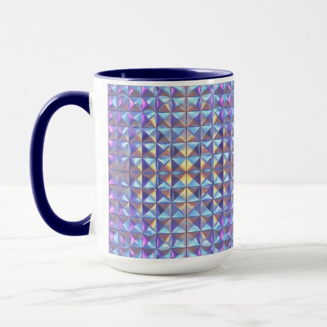 Caneca Geométrico Dourado, Azul e Iridescente Puro 2 (Esquerda)