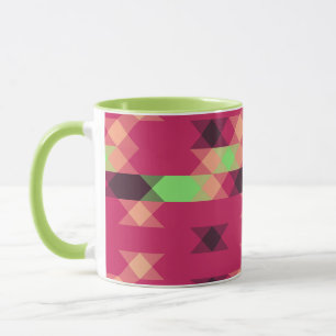 Caneca geométrico rosa e verde