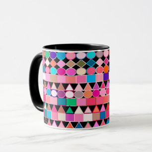 Caneca Geométrico Tribal Moderno, Cores de Joias a Preto
