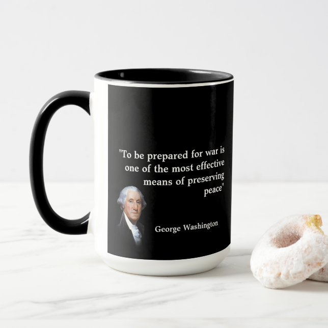 Caneca George Washington Citação sobre Guerra e Paz (Com Donut)