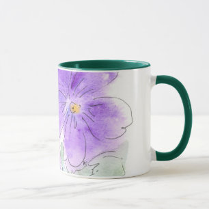 Caneca Gérânios bonito Púrpura Aquarela