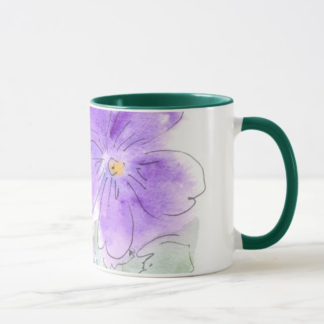 Caneca Gérânios bonito Púrpura Aquarela (Direita)