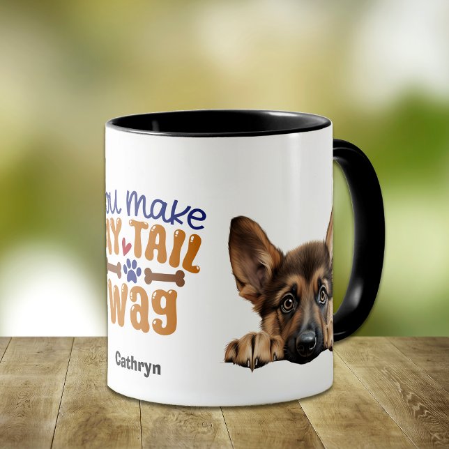 Caneca German shepherd Cachorro Que Você Faz Minha Cauda (Criador carregado)