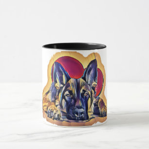 Caneca German shepherd preto-e-rosa