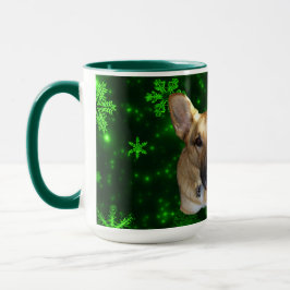 Caneca German shepherd Toy Reindeer Green Flocos de neve