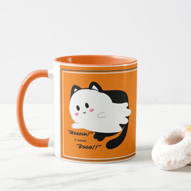 Caneca Ghost Black Cat Boo (Com Donut)