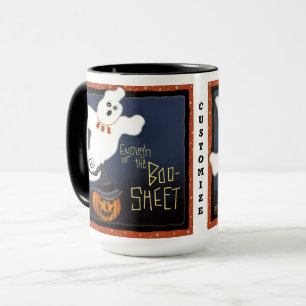 Caneca Ghost Cute Folha de Boo Engraçado Personalizável