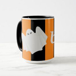 Caneca Ghost Ghost Halloween Laranja e Black Stripes Boo!