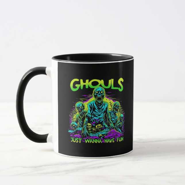 Caneca Ghouls Só Quer Divertir-Se - Desenho De Lã Hallowe (Esquerda)