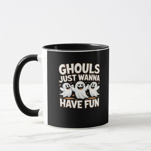 Caneca Ghouls Só Quer Se Divertir - Estilo Básico Hallowe (Esquerda)