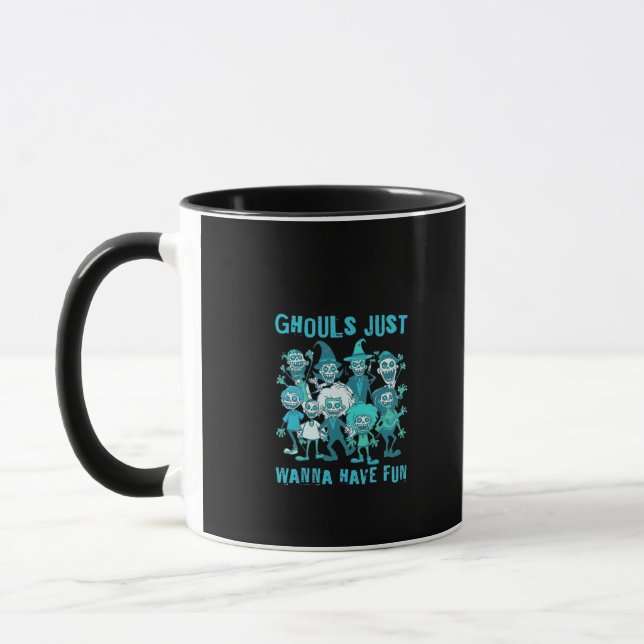 Caneca Ghouls Só Quer Se Divertir - Gráfico Design assust (Esquerda)