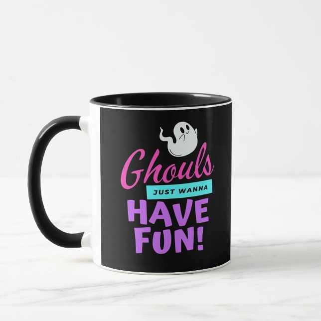 Caneca Ghouls Só Quer Se Divertir - Humor De Halloween (Esquerda)