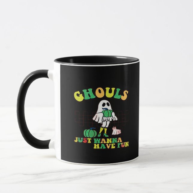 Caneca Ghouls Só Quer Se Divertir - Presentes De Hallowee (Esquerda)