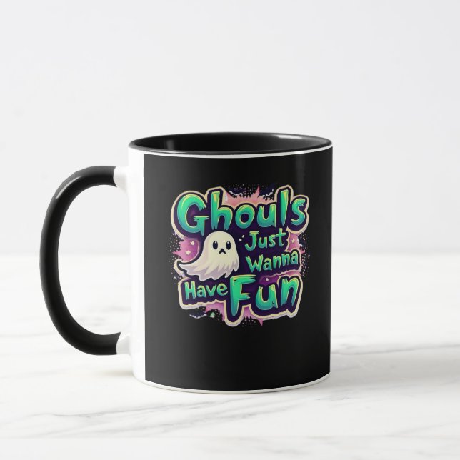 Caneca Ghouls Só Quer Se Divertir - Retrô Halloween (Esquerda)