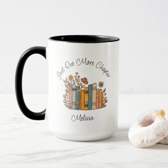 Caneca Gift For Book Lover One More Chapter Mug, Book Lov (Com Donut)