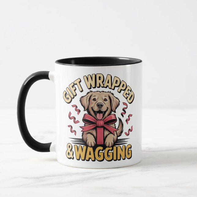 Caneca Gift Wrapped & Wagging Retriever Christmas (Esquerda)