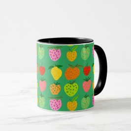 caneca gigante de café com padrão de fruta