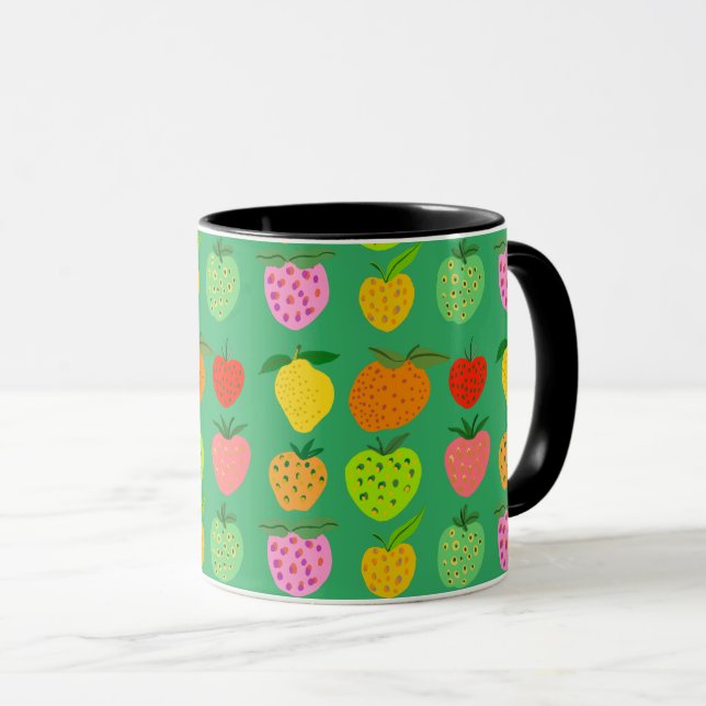 caneca gigante de café com padrão de fruta (Frente Esquerda)