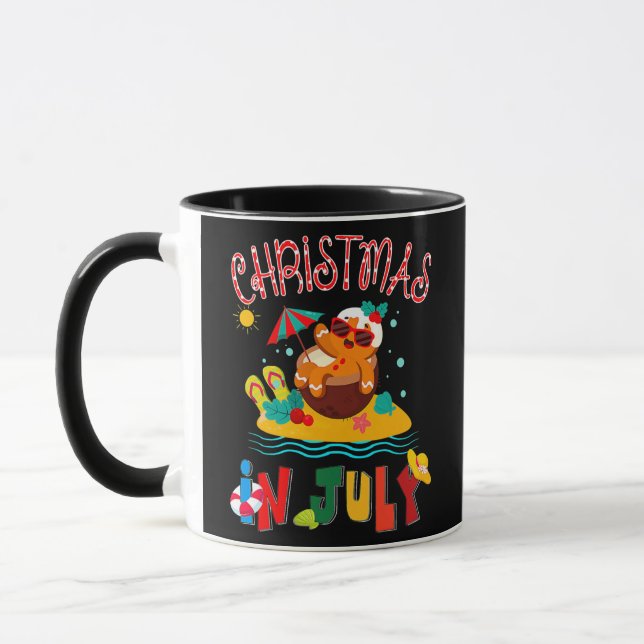 Caneca Ginger Bread Christmas em julho Engraçado Beach Su (Esquerda)