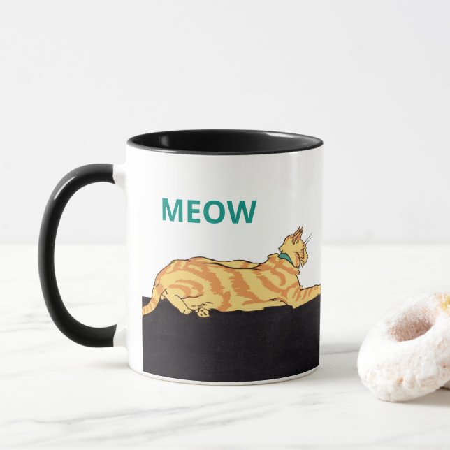 Caneca Ginger Striped Cat MEOW (Com Donut)
