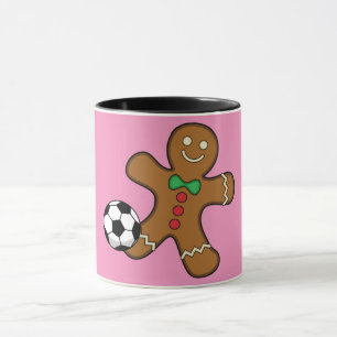 Caneca Gingerbird Man Jogando Futebol