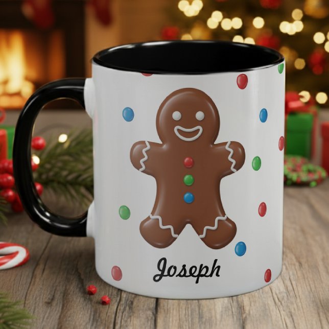 Caneca Gingerbread Man Christmas Polka Dot Holiday (Gingerbread Man Christmas Polka Dot Holiday Mug
)