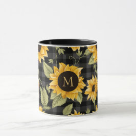 Caneca Gingham Sunflower Pattern