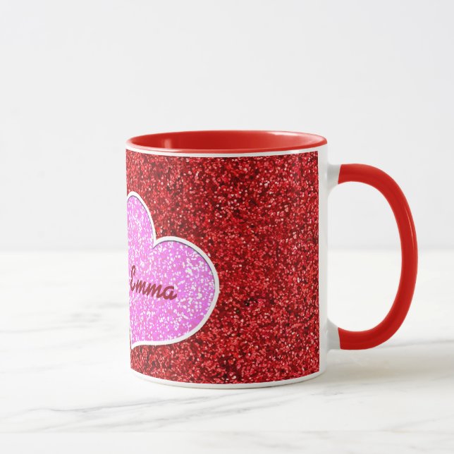 CANECA GIRA CORAÇÃO DE ROSA VERMELHA (Direita)
