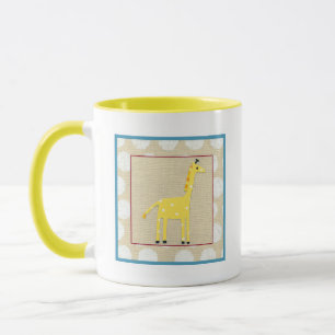 Caneca Girafa Amarela com Bolinhas Brancas