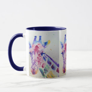 Caneca Girafa Colorida Animal Watercolor Design