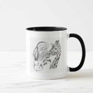 Caneca Girafa de Natal e Papai Noel