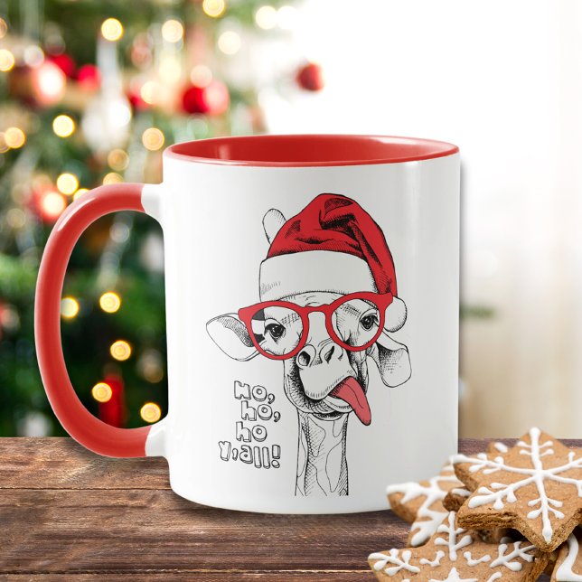 Caneca Girafa de Natal hipster | Feriados (Criador carregado)