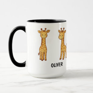 Caneca Girafa Fofa Desenhada à Mão Personalizada