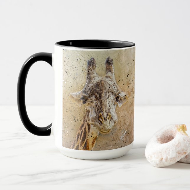 Caneca Girafa Fotografia de Grinning Modern Watercolor (Com Donut)