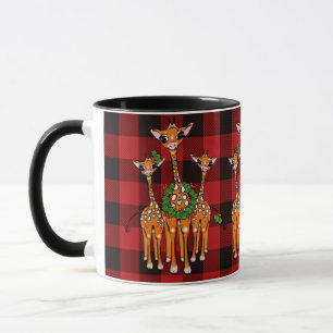 Caneca Girafas de Natal, tartã vermelha, mortes sagradas