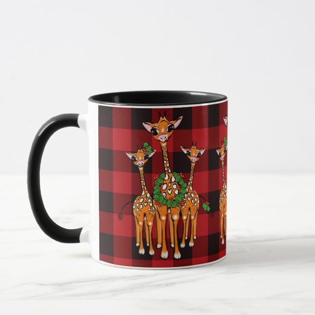 Caneca Girafas de Natal, tartã vermelha, mortes sagradas (Esquerda)