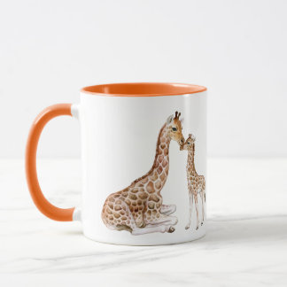Caneca Giraffe Mãe Bebê Watercolor