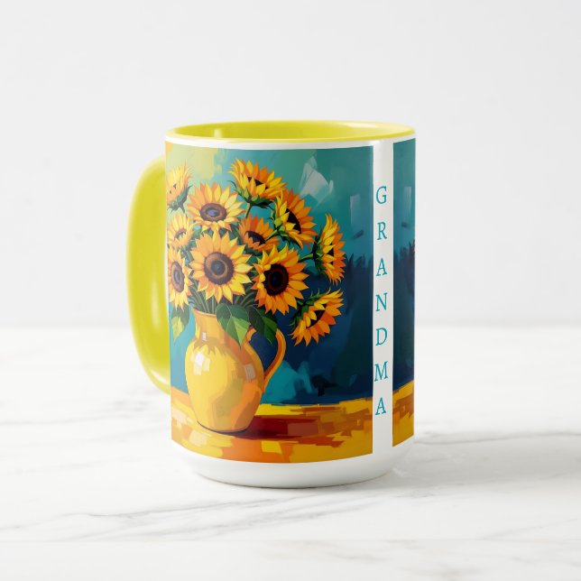 Caneca Girassóis Amarelos Personalizados (Frente Esquerda)