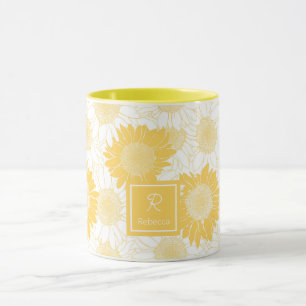 Caneca Girassóis Amarelos Personalizados