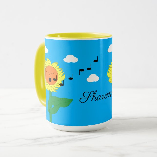 Caneca Girassóis Cantando: (Frente Esquerda)