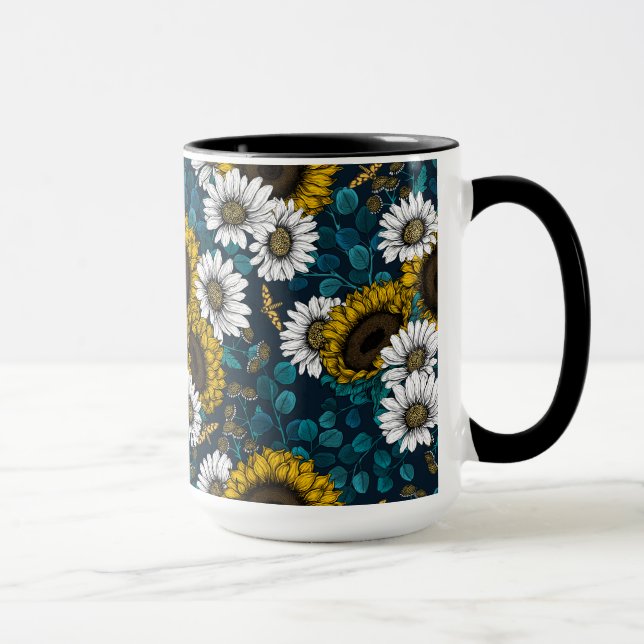 Caneca Girassóis e margaridas, jardim de verão 2 (Direita)