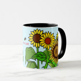 Caneca Girassóis É tudo amor Cama Azul