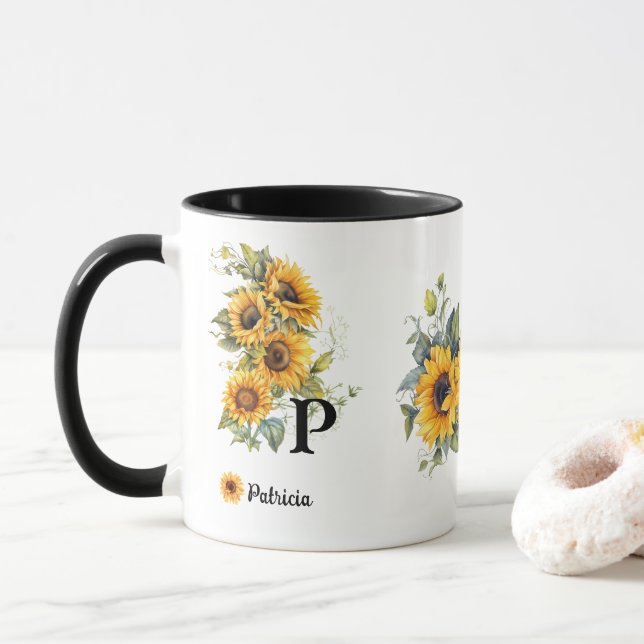 Caneca Girassóis modernos Blooms Amarelo (Com Donut)