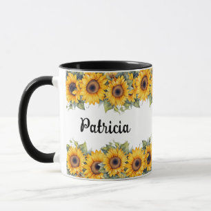 Caneca Girassóis vibrantes   Floral Amarelo Moderno