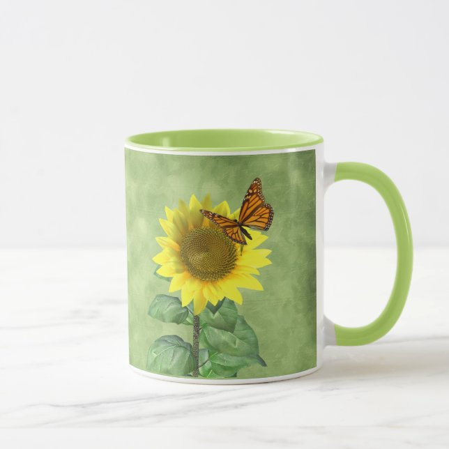 Caneca Girassol Amarelo bonito e Borboleta Laranja (Direita)