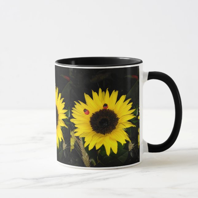 Caneca Girassol amarelo e dois joaninhas (Direita)