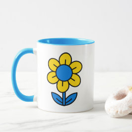 Caneca Girassol azul e amarelo