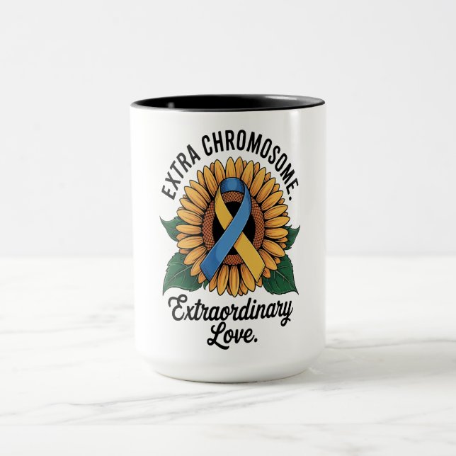 Caneca Girassol de Conscientização da Síndrome de Down (Centro)