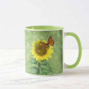 Caneca Girassol e borboleta