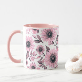 Caneca Girassol Floral Rosa